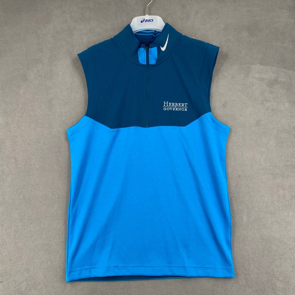 Nike Golf Tour Performance Dri-FIT 1/4 Zip Vest Blue Mens Small Herbert Governor